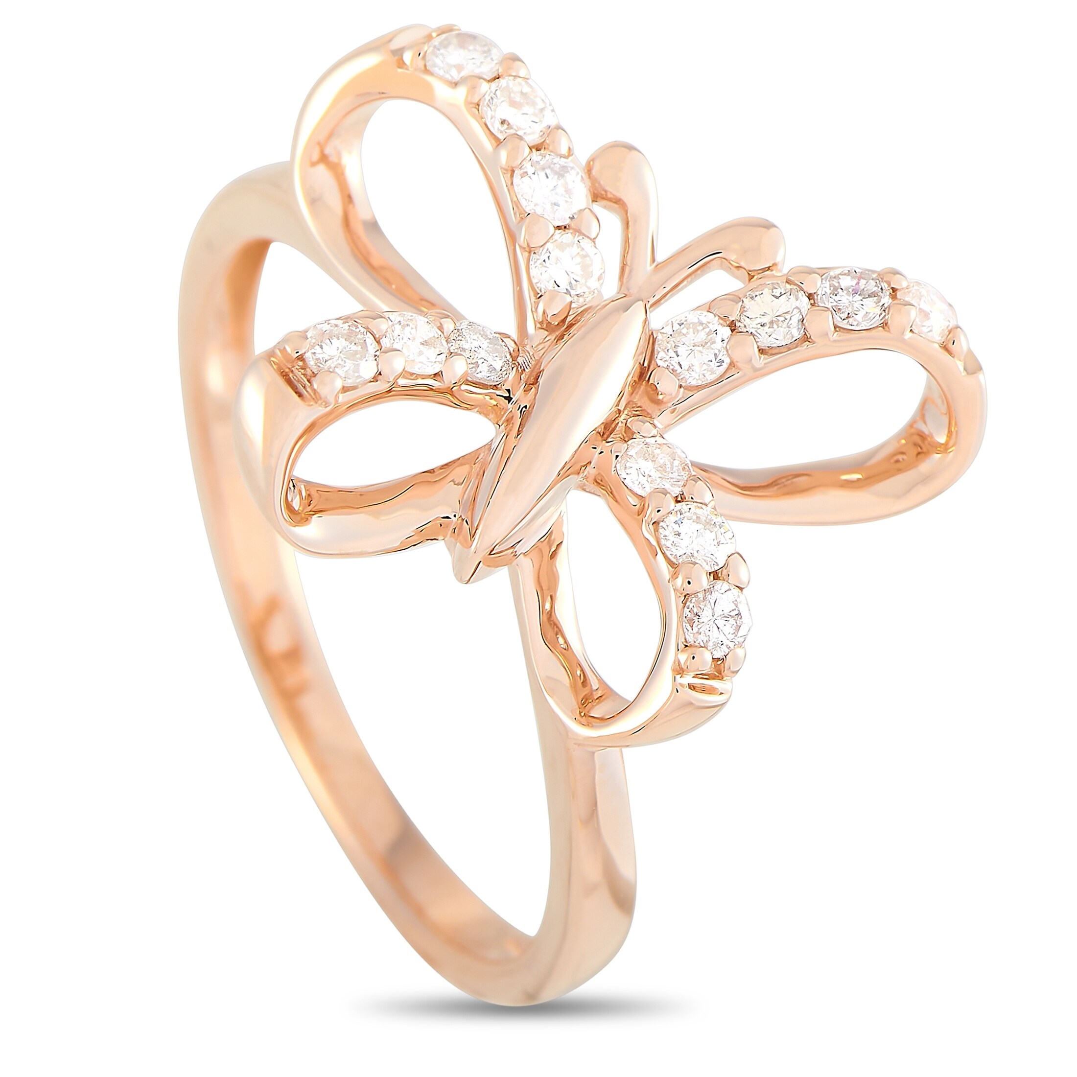 Rose Gold 0 30 Ct Diamond Butterfly Ring Size 6 Overstock 32656989