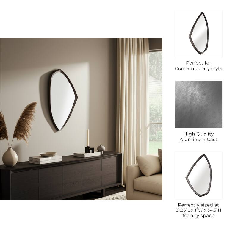 Metal Aluminum Wall Mirror Sculptural Modern Edge - 35" Bronze - 21.25" x 1" x 34.5"