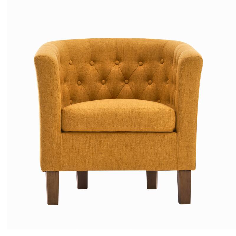 Porthos Home Kady Fabric Barrel Accent Chair with Rubberwood Legs