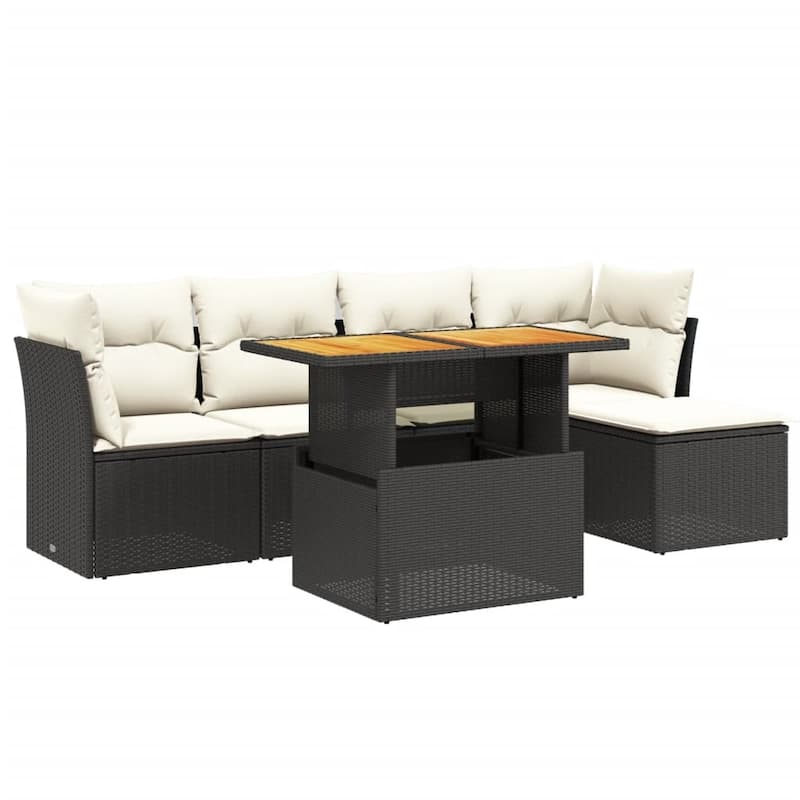 vidaXL Garden Sofa Set Black and Cream White - 21.7 x 39.4 x 28.7