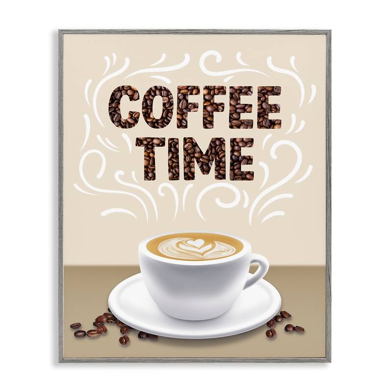 Stupell Traditional Coffee Time Brew Framed Giclee Art Design By Marcus Prime - 11 x 14 - Grey