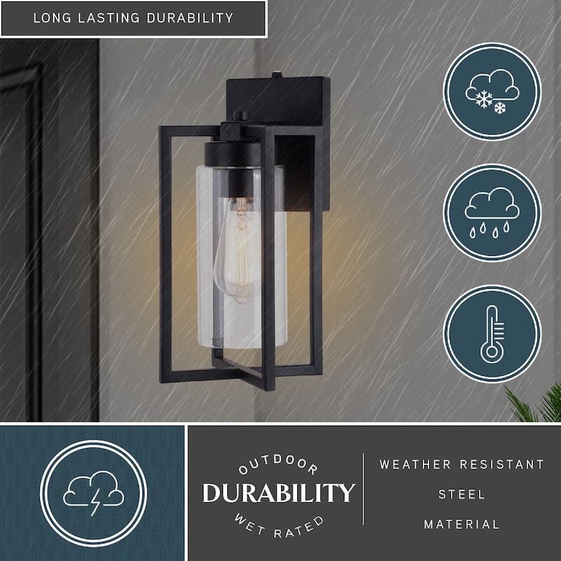 Kilbourne 1 Light Black Dusk to Dawn Outdoor Wall Lantern Clear Glass - 5.5-in W x 13-in H x 7-in D