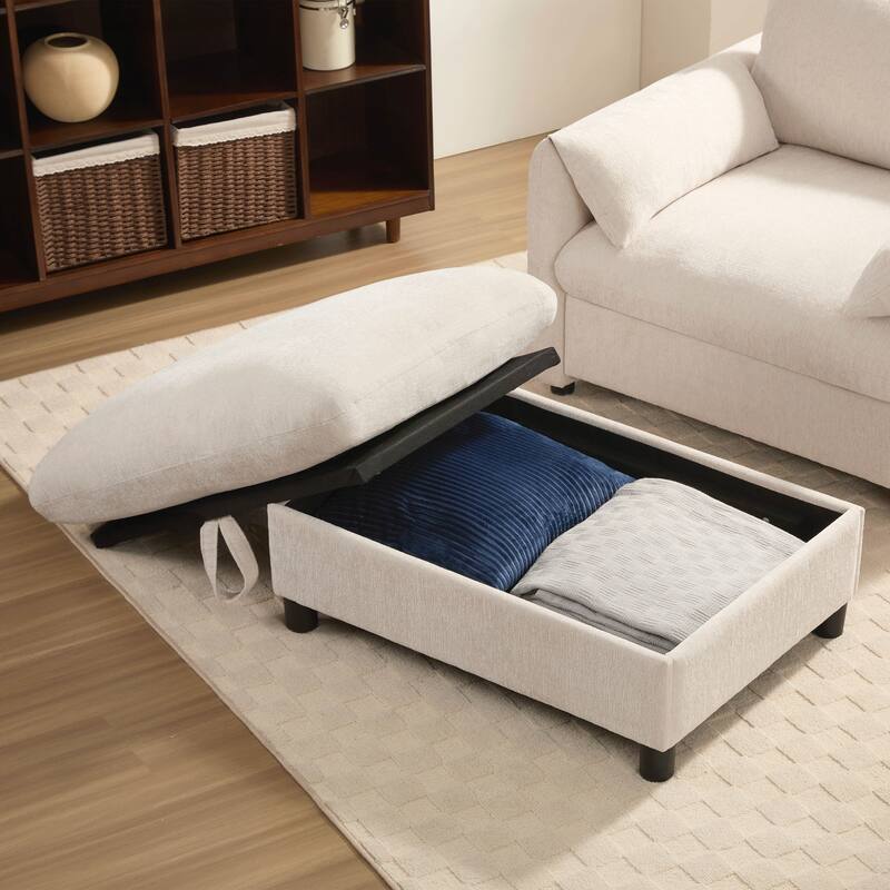 Comfy Chenille Armchair, Modern Cloud Chaise Lounge for Living Room&Apartment