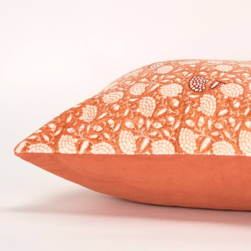 Rizzy Home Cotton Velvet Boho Botanical Throw Pillow Cover