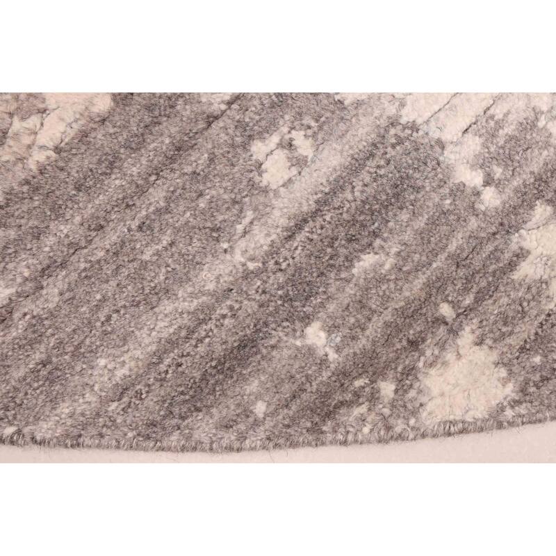 ECARPETGALLERY Hand Loomed Elysian Dark Grey Wool Rug - 6'0 x 6'0