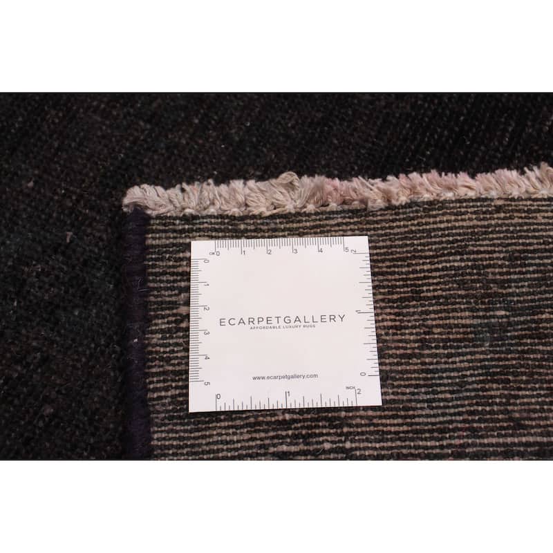 ECARPETGALLERY Hand-knotted Color Transition Black Wool Rug - 3'3 x 9'6