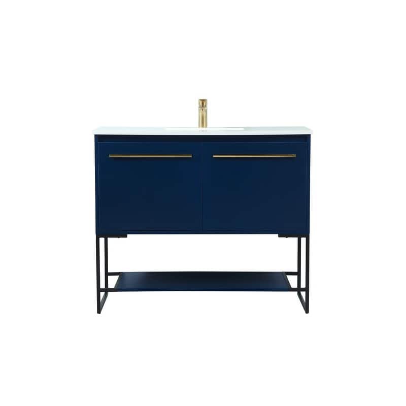 Elegant Lighting VF42540M Sloane 40" Free Standing Single Basin Vanity - Blue - Painted