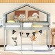 preview thumbnail 2 of 7, Gray Twin Over Twin Pine Bunk Bed with Tent, Playhouse, Fence, Storage