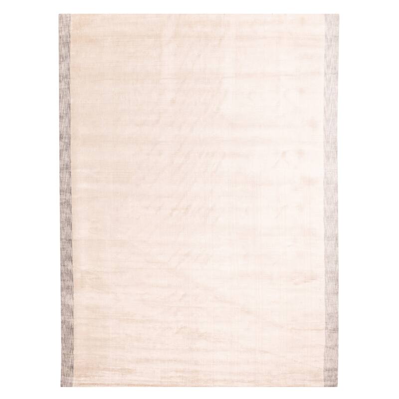 ECARPETGALLERY Hand Loomed Shimmer Beige Viscose Rug - 7'11 x 10'11