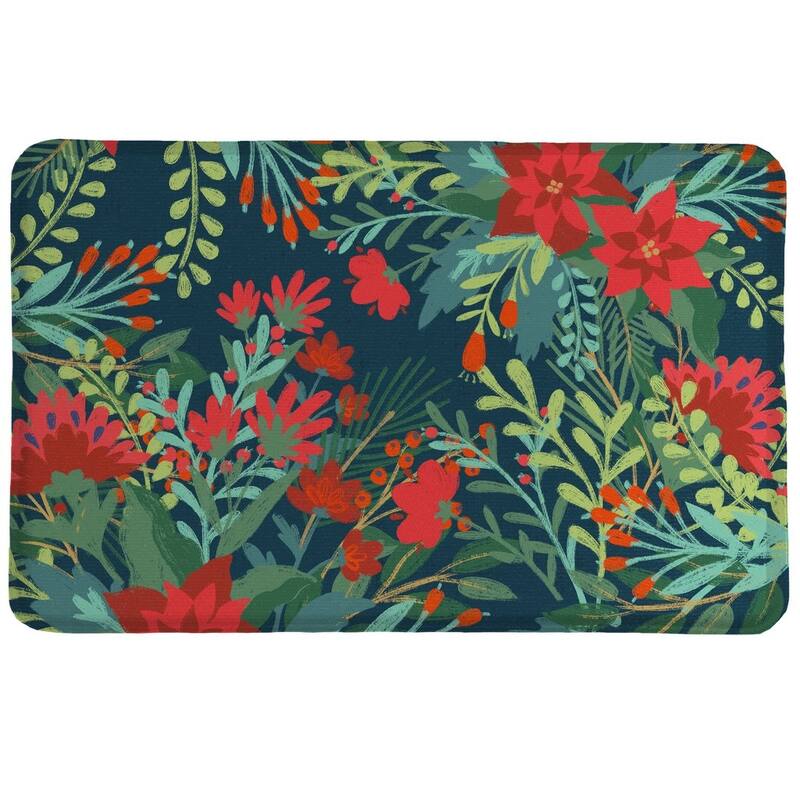 Laural Home Flourishing Botanicals Memory Foam Mat - Red