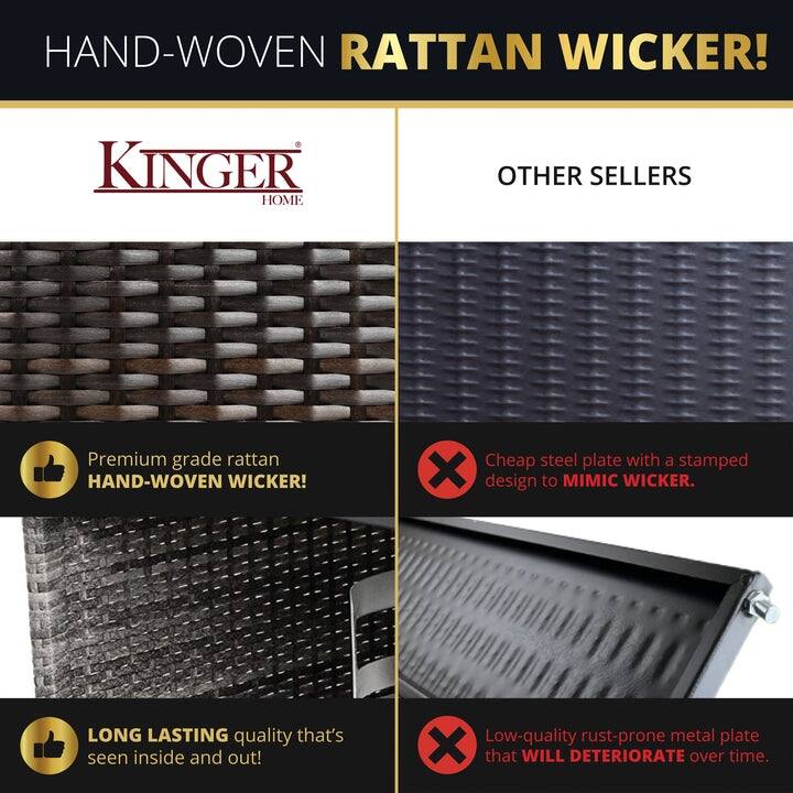 Kinger Home Novi Rattan 5-Piece Outdoor Patio Furniture Set - 52-Inch