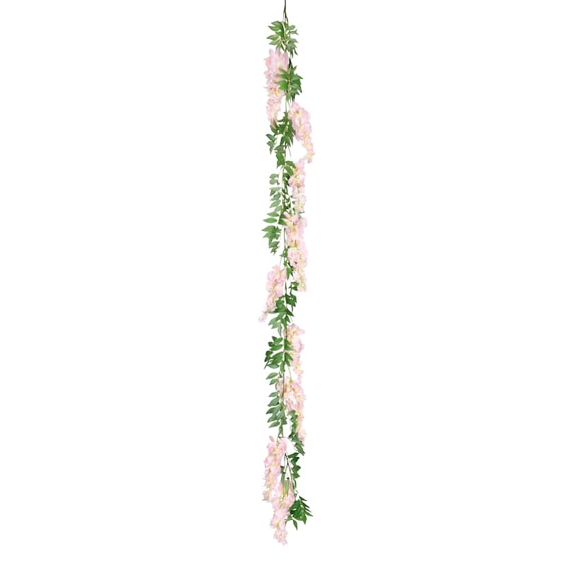 Set of 2 Blush Pink Artificial Wisteria Flower Garland Hanging Vine 6ft - Blush Pink - 72" L x 6" W x 6" DP
