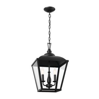 Kichler Lighting Dame 19 inch 2-Light Foyer Pendant Textured Black with Clear Glass