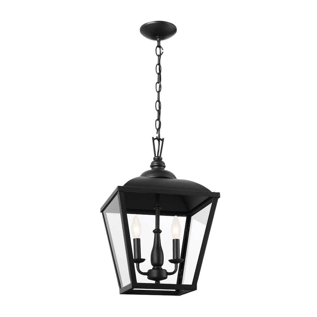 Kichler Lighting Dame 19 inch 2-Light Foyer Pendant Textured Black with Clear Glass