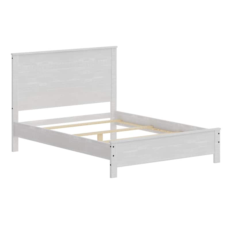Twin Size Solid Wood Panel Bed with Headboard and Under-Bed Storage