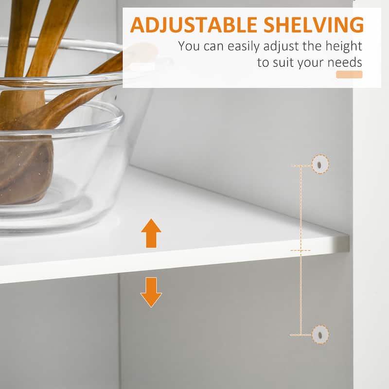 Mobile Kitchen Island with Rubberwood Top, Lockable Rolling Wheels, 2 Drawers & Adjustable Shelves, Portable Kitchen Cart
