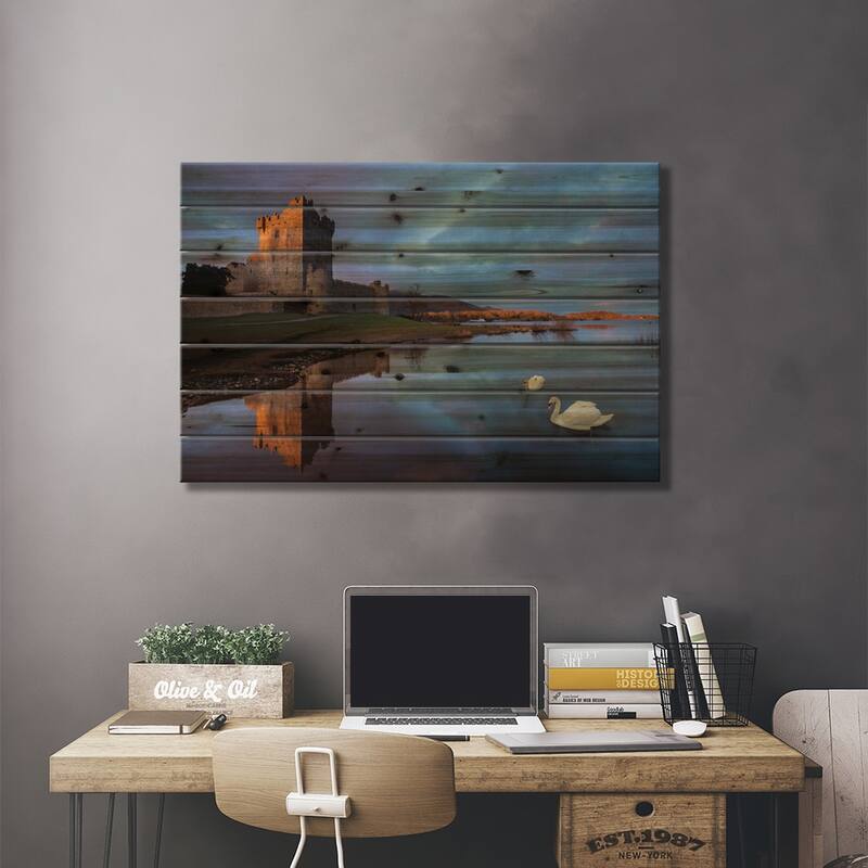 Dawn Reflection, Ross Castle, Killarney National Park, County Kerry, Republic Of Ireland Print On Wood by Gareth McCormack