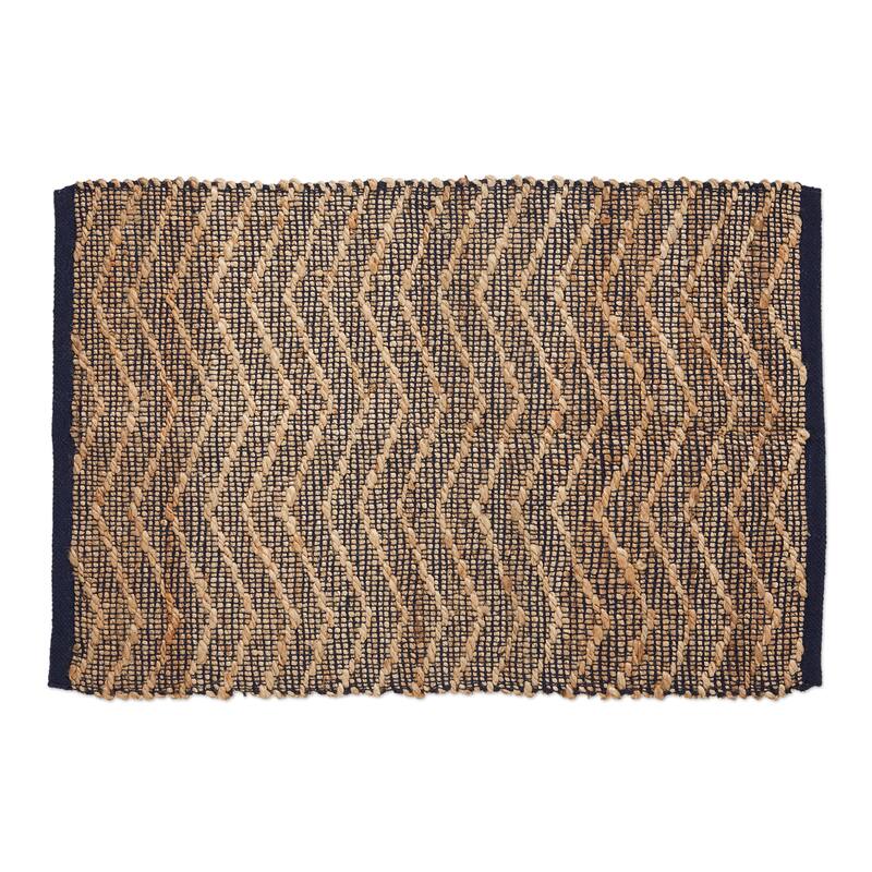 DII Black With Natural Jute Chevron Hand-Loomed Rug - 2' x 3' Oval