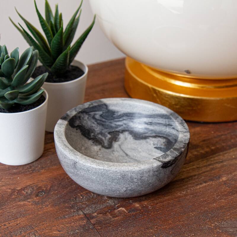 Handmade Marble Pinch Bowls, Set of 2
