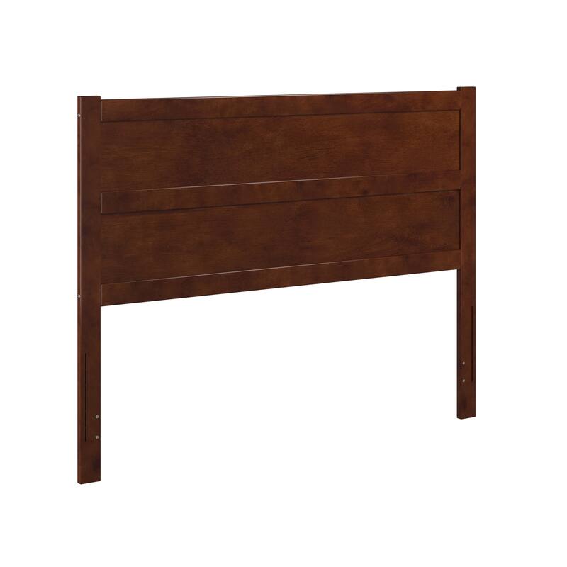Queen Size Solid Wood Panel Headboard with Sleek Modern Profile, Walnut Finish for Contemporary Bedrooms