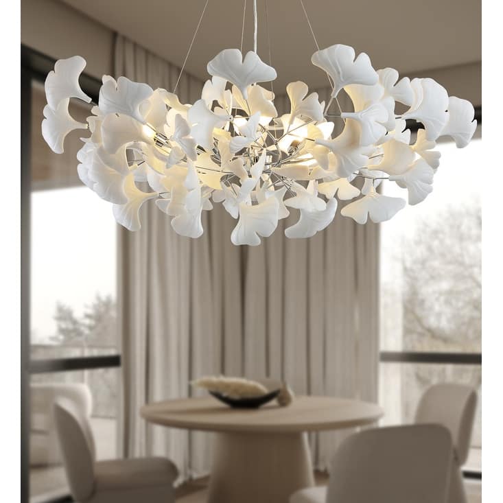 KAYLA Luxury Ginkgo Branch Chandelier for Living Room, Dining Room, Foyer, Kitchen Island - Silver-1000