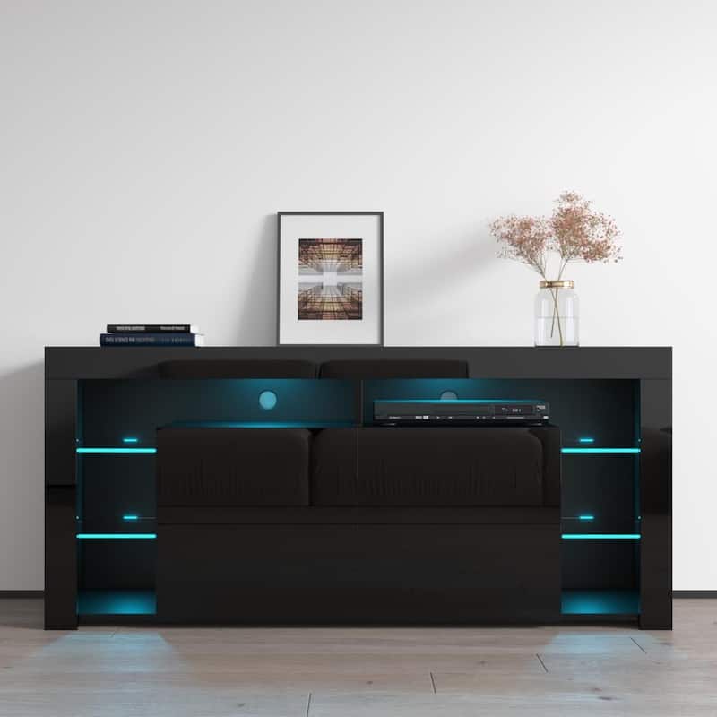 Meble Furniture Minelli Modern 61-inch Glossy TV Stand - Black