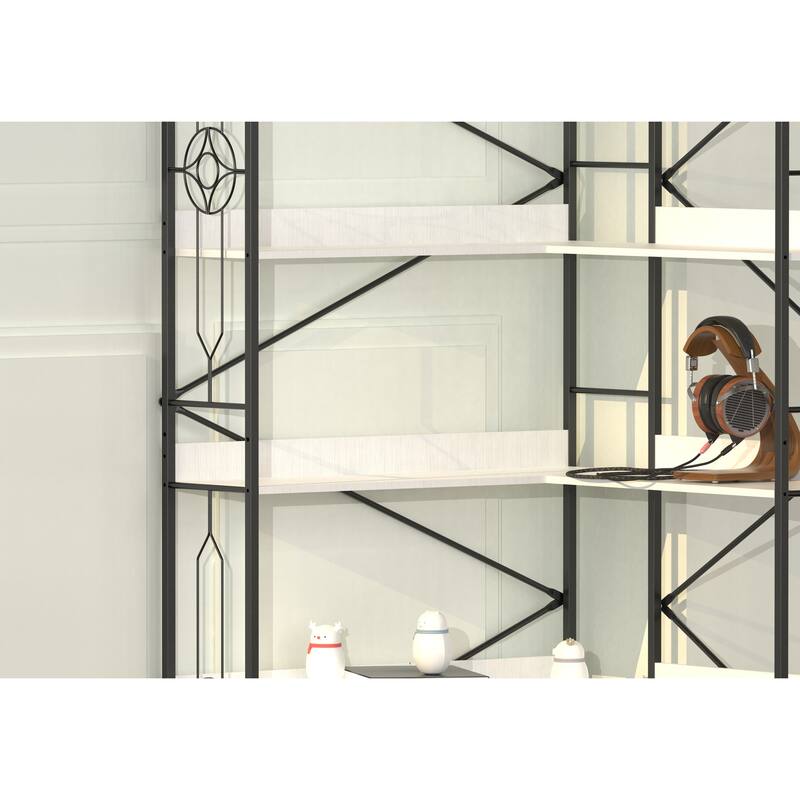 5-Tier Bookshelf, Industrial Style Corner Bookcase, Thickened Frame