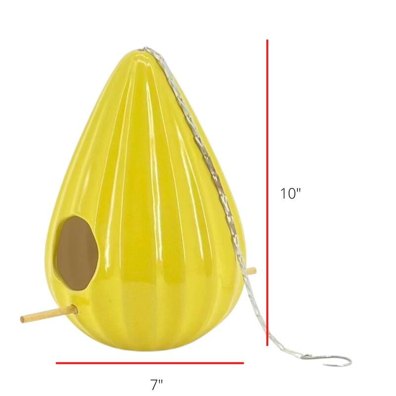 Ceramic 10-Inch Teardrop Ruffled Birdhouse