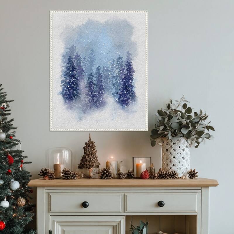 Driven Snow II by Regina Moore (23 x 28 in.), Framed Canvas Wall Art Print - Sylvie Beaded White