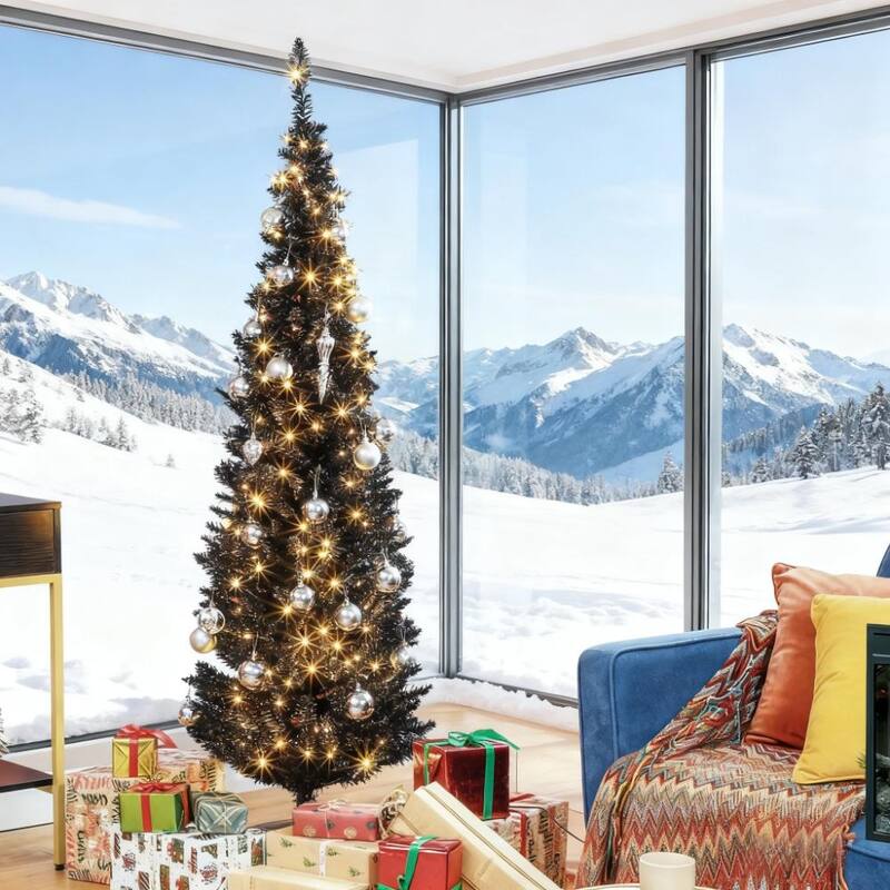 Black 6FT Pencil Christmas Tree