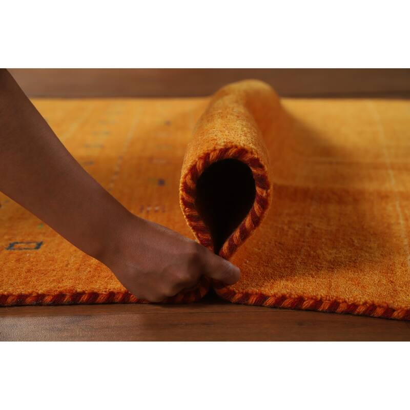 Hand Knotted Oriental 100% Wool Carpet Tribal Tribal Oranges & Rust Gabbeh Area Rug - 7' 7'' X 5' 0''