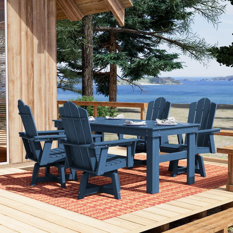 360° Swivel Patio Dining Chair with All-Weather HDPE Slatted Seat