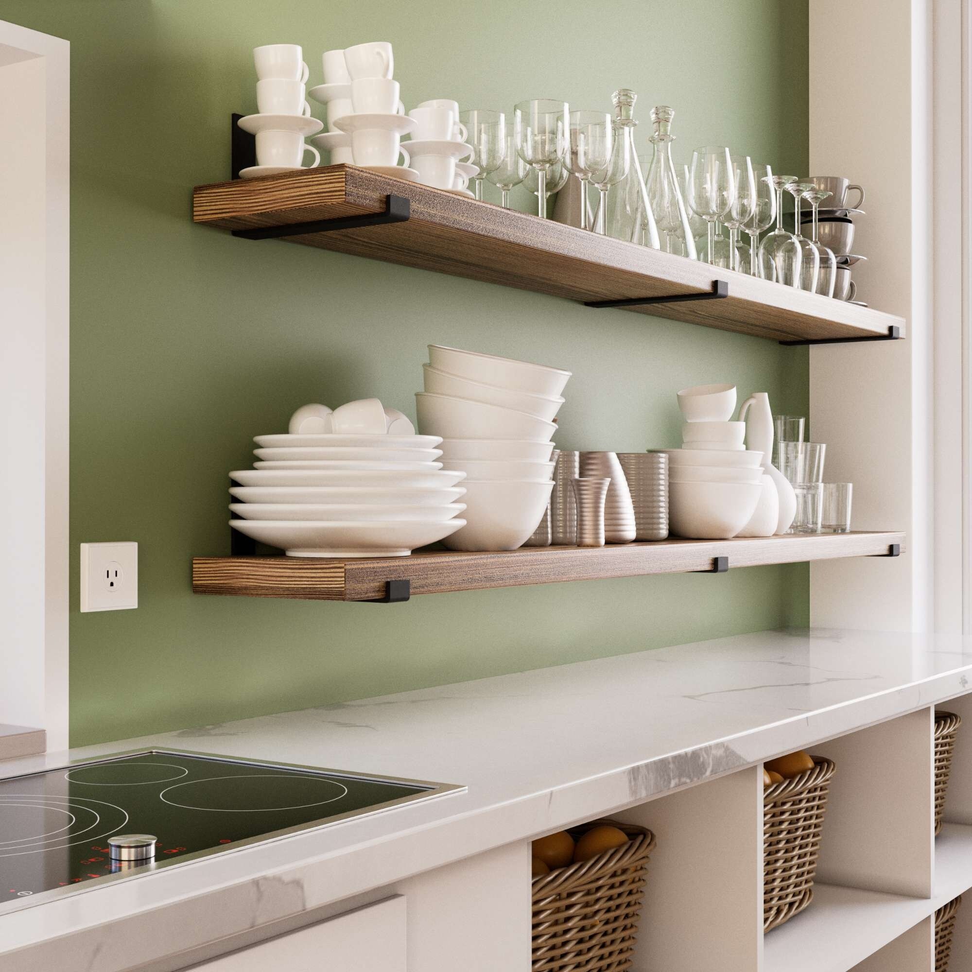 Kate and Laurel Holt Open Cubby Wooden Floating Wall Shelf