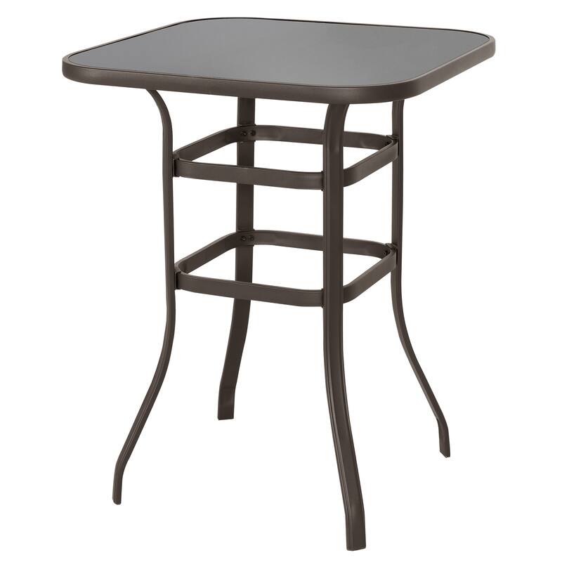 Patio 5-Piece Bar Set with Umbrella Hole, Swivel Textilene Bar Stools