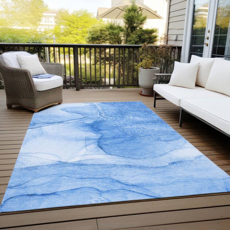 Dava Modern Art-Inspired Weather Resistant Timeless Fusion Outdoor Rug