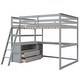 preview thumbnail 31 of 32, Wood Loft Bed Sturdy Frame with Desk and Shelves,2 Drawers,Full Size