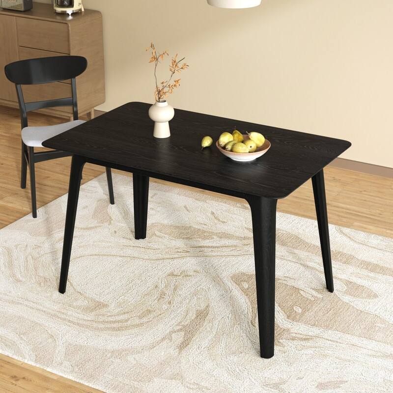 Mid-Century Modern Dining Table-Solid Rubberwood Legs & Faux Wood Top,47.2"W - Easy Assembly