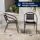 preview thumbnail 7 of 35, 23.5" Square Glass Metal Table with 2 Metal Aluminum Slat Stack Chairs