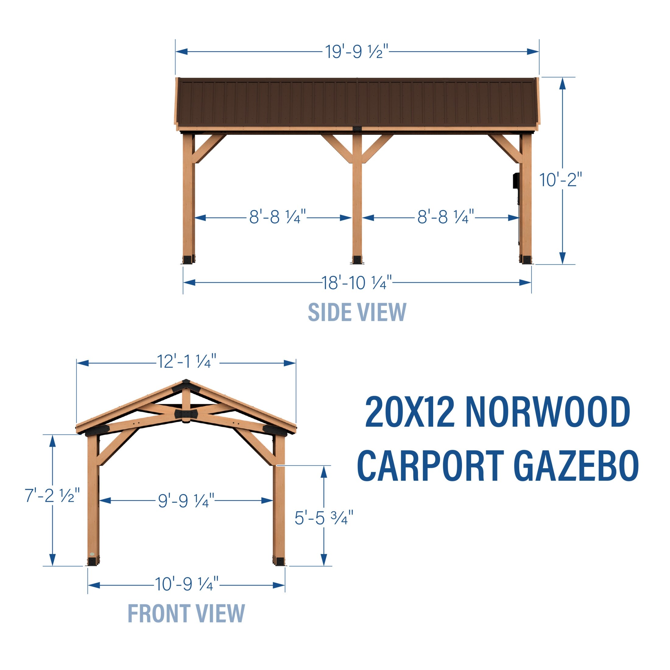 Backyard Discovery Norwood 20x12' Cedar Wood Gazebo with Steel