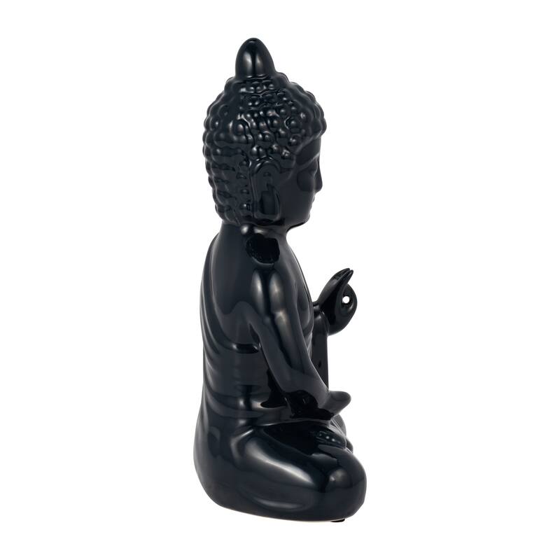 Sagebrook Home Stoneware and Ceramic Buddha Figurine - Elegant and Modern Meditative Sculpture for Home Decor