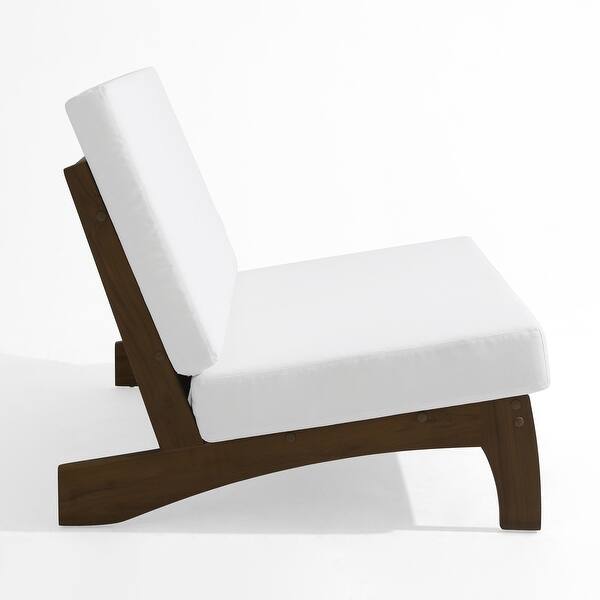 Outdoor Furniture Acacia Wood Armless Loveseat Sofa With Cushion