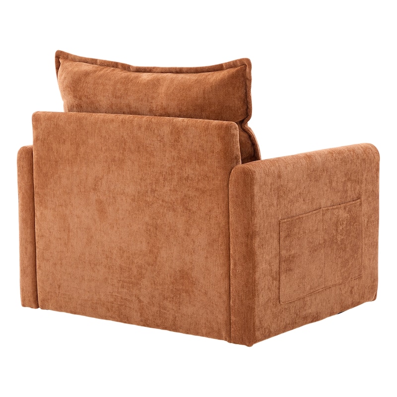 GALDWIN Chenille Upholstered 360°Degree Swivel Mid Century Modern Arm Chair for Living Room