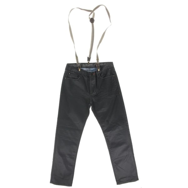 Men Coated Denim Jeans black trousers Straight Leg Slim Fit Trousers