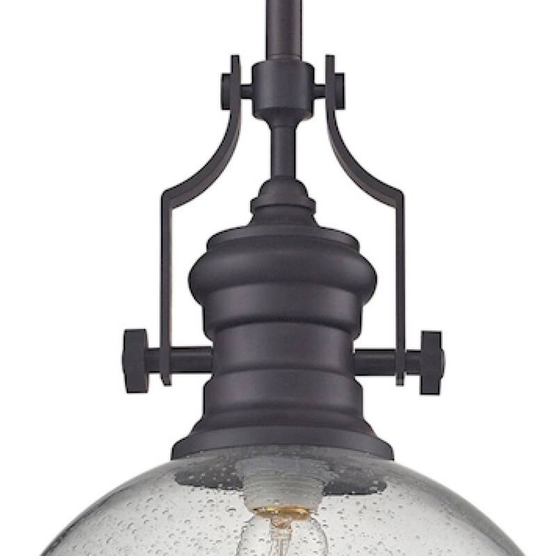 Elk Home Chadwick Oil Rubbed Bronze With Seedy Glass 1 Light Pendant