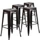 preview thumbnail 19 of 42, Backless Metal Indoor/Outdoor Square Barstool (Set of 4) Black-Antique Gold