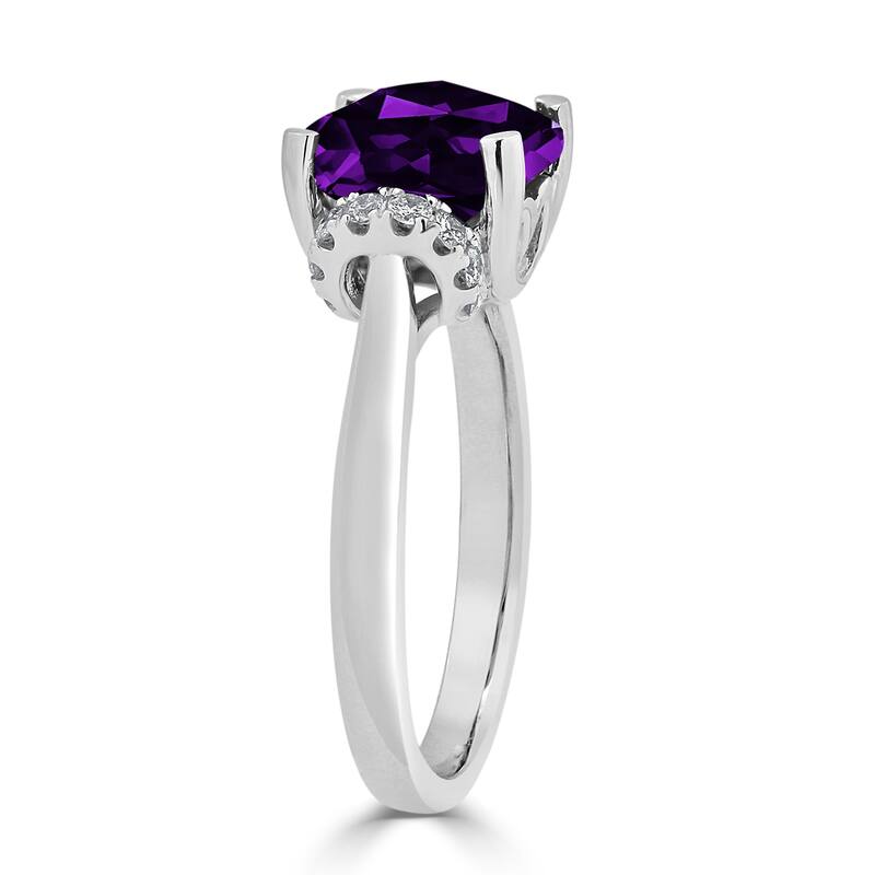 Auriya Unique 2ct Cushion-cut Purple Amethyst and Diamond Engagement Ring 1/5cttw 14k Gold