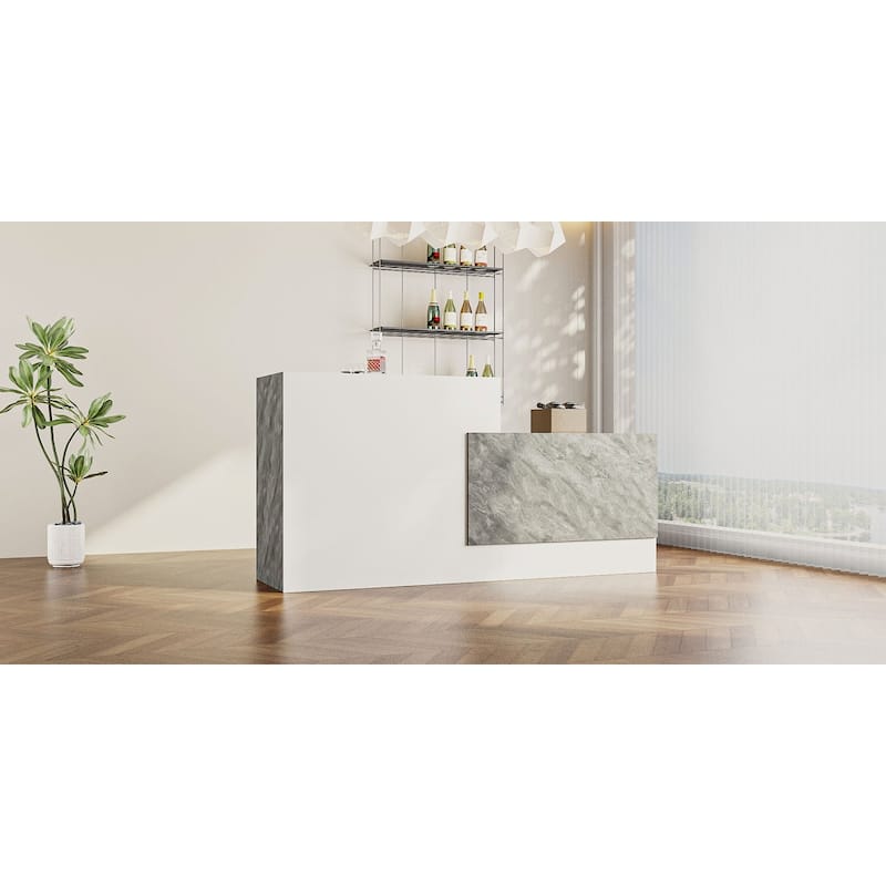 Reception Desk in White with Computer Surface and 4 Shelves