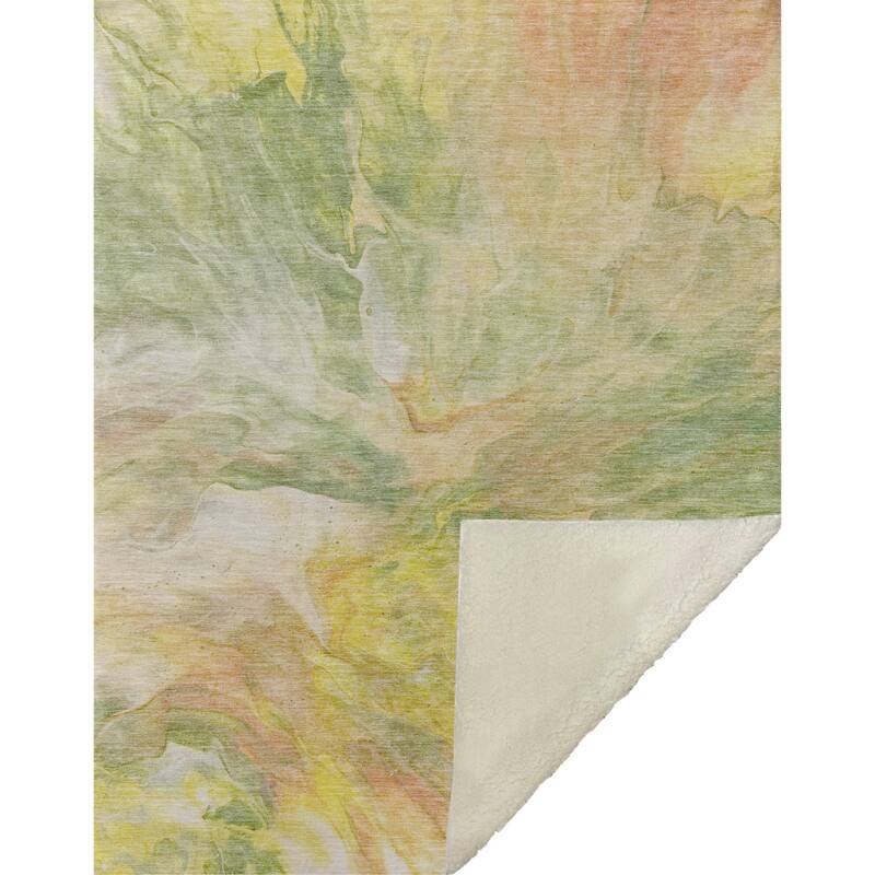 Premium Machine Washable Abstract Watercolor Sherpa Throw Blanket