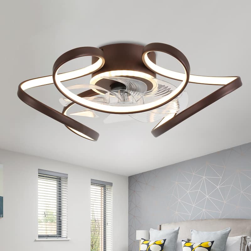 Bella Depot 22“ Low Profile Ceiling Fan with Dimmable Light, 6-Speed Reversible Flush Mount Ceiling Fan with APP Control