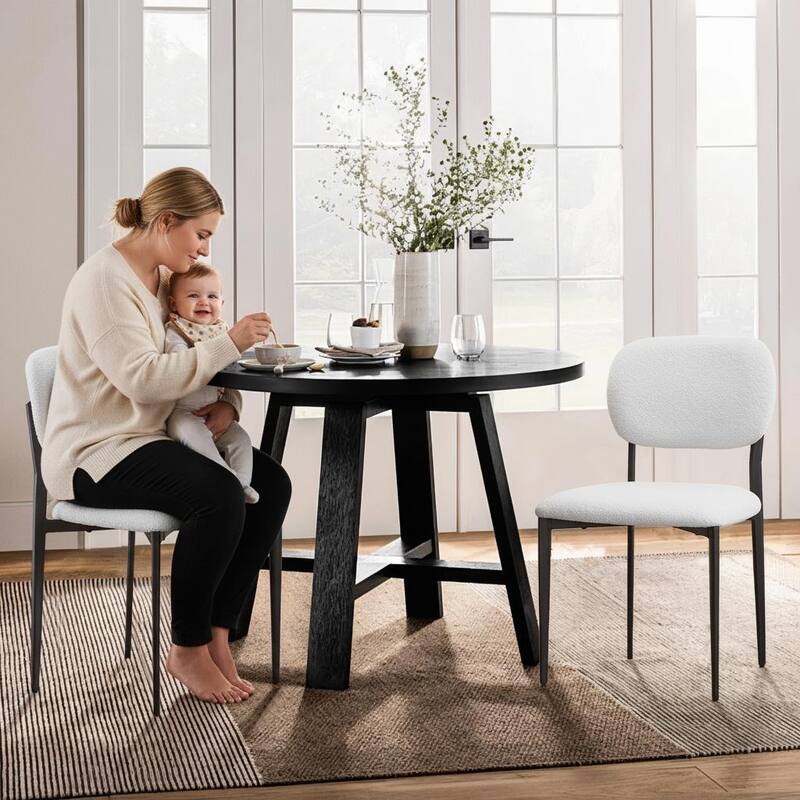 Upholstered Dining Chairs with Metal Legs, Sherpa Fabric Dining Chair Set with Backrest for Dining Room, Living Room Side Chair